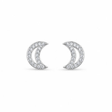 Crescent Moon Stud Earrings – 925 Silver