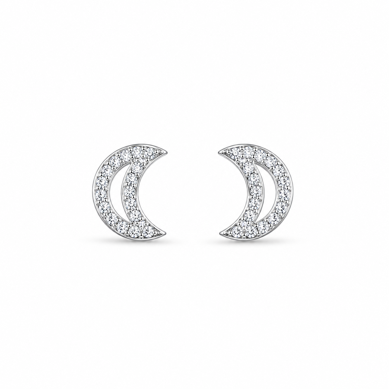 RUAAB Crescent Moon CZ 925 sterling silver stud earrings for women