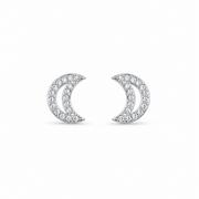 RUAAB Crescent Moon CZ 925 sterling silver stud earrings for women