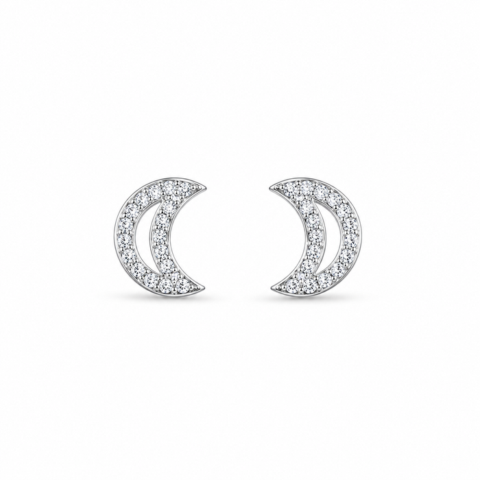 RUAAB Crescent Moon CZ 925 sterling silver stud earrings for women