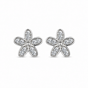 RUAAB Plumeria flower CZ 925 sterling silver stud earrings for women