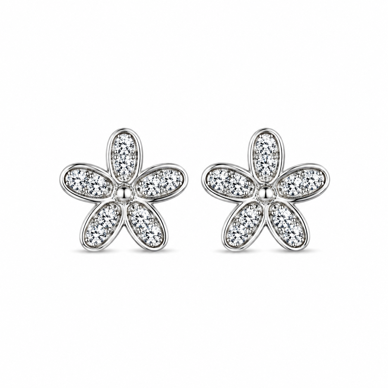 RUAAB Plumeria flower CZ 925 sterling silver stud earrings for women