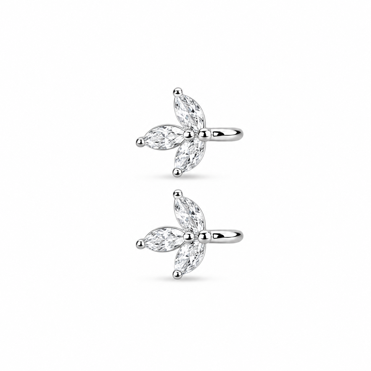 RUAAB Marquise Petal CZ 925 sterling silver flower stud earrings for women