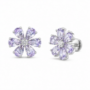 RUAAB Lilac CZ 925 sterling silver flower stud earrings for women