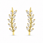 RUAAB Laurel Vine gold-finish 925 silver ear climber with marquise CZ leaves
