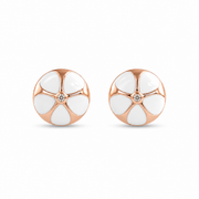 RUAAB Daisy enamel stud earrings in rose-gold-finish 925 sterling silver with CZ centre