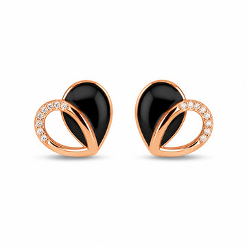 Open Heart Enamel Stud Earrings – Rose Gold 925 Silver