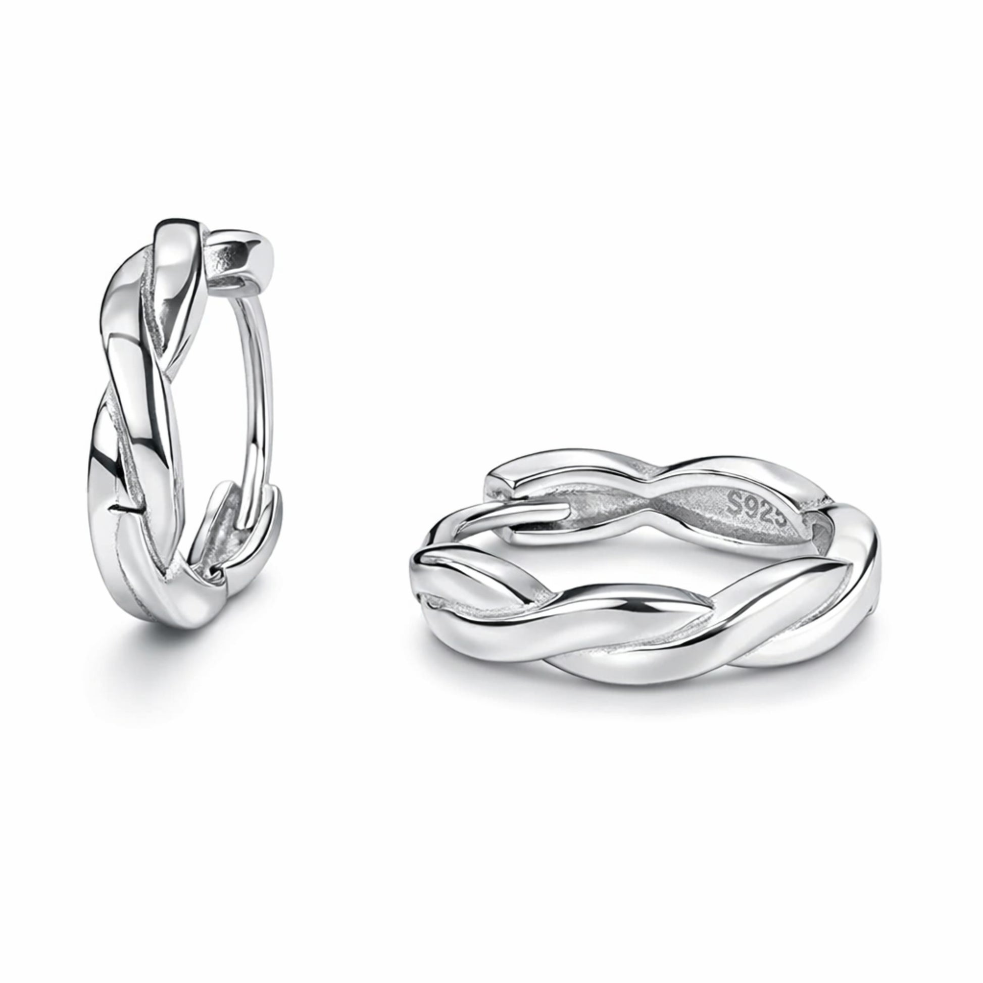 RUAAB Braided Rope 925 sterling silver huggie hoop earrings (bali), unisex