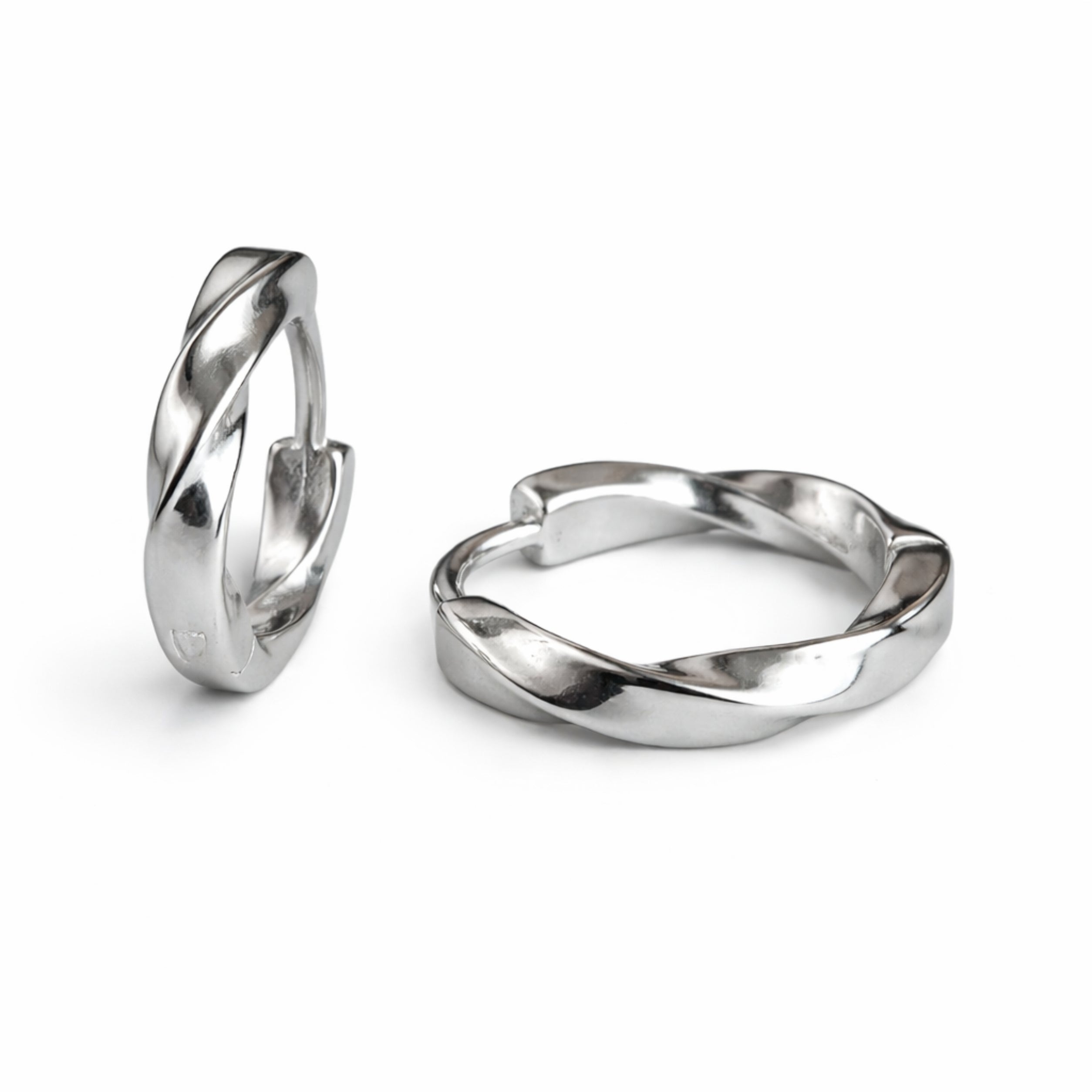 RUAAB Twist Ribbon 925 sterling silver huggie hoop earrings (bali), unisex