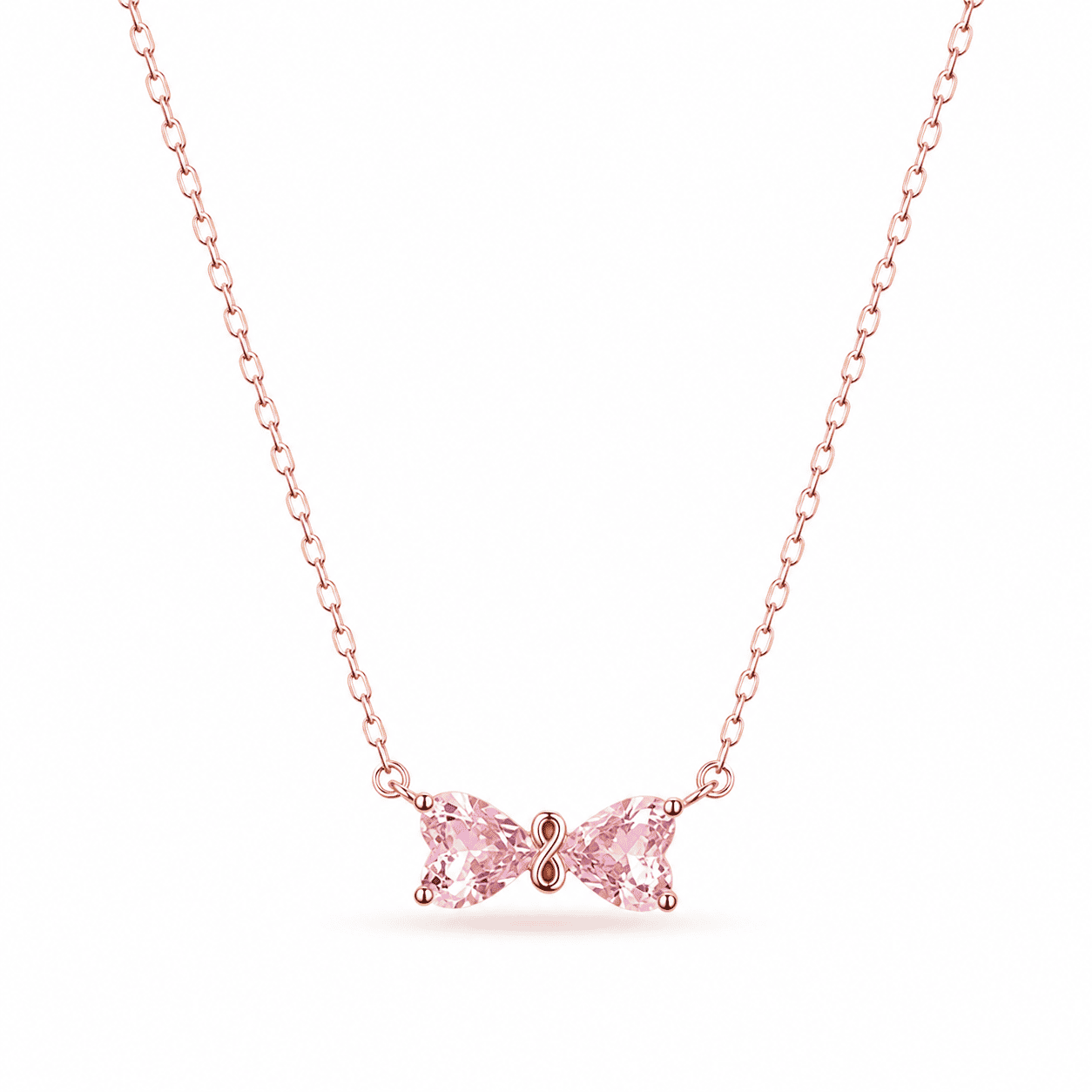 RUAAB pink bow pendant in rose gold finish 925 sterling silver with CZ