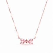 RUAAB pink bow pendant in rose gold finish 925 sterling silver with CZ