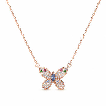 Iris Butterfly Pendant – Rose Gold 925 Silver