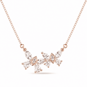 RUAAB marquise floral necklace in rose gold finish 925 sterling silver with CZ