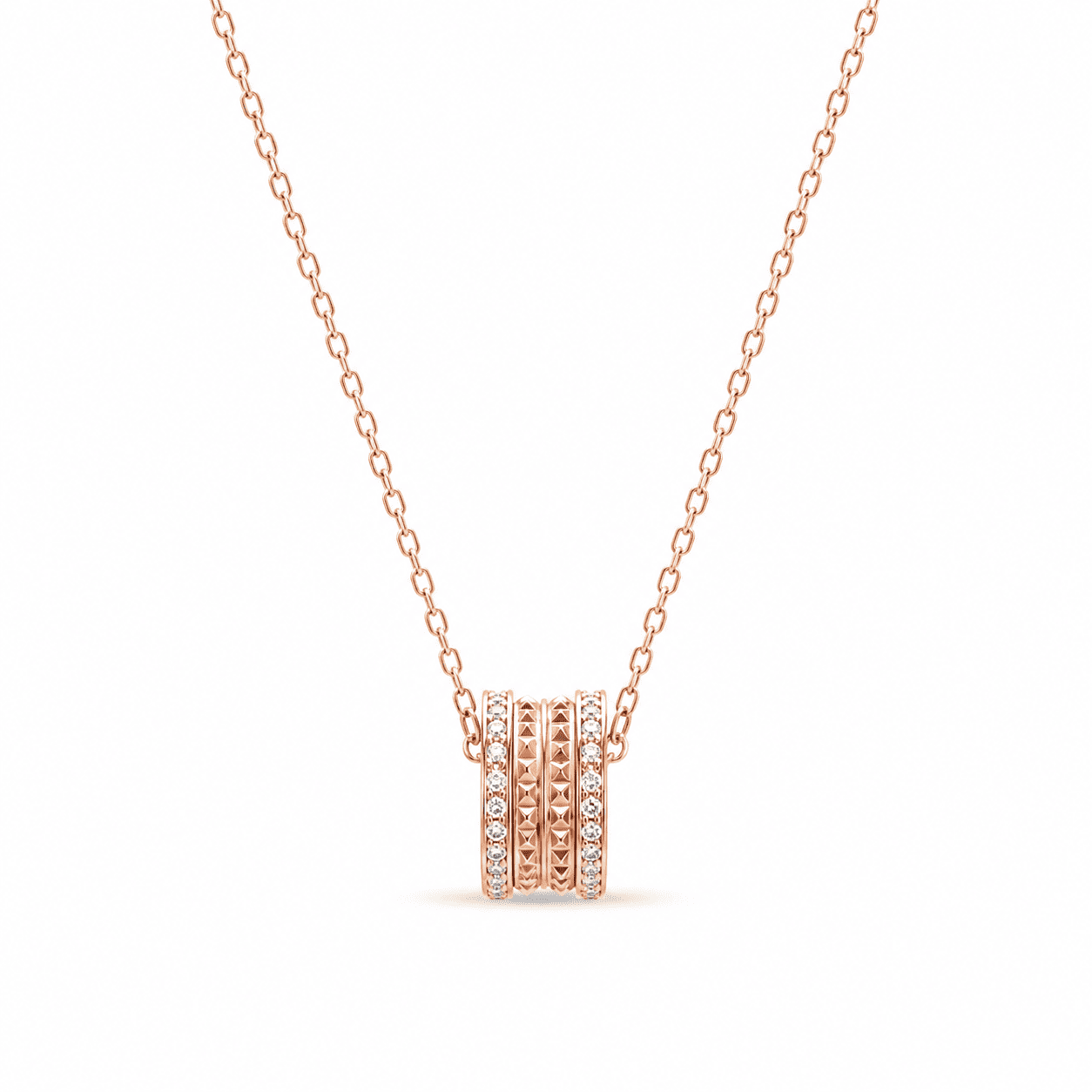 RUAAB triple ring pendant in rose gold finish 925 sterling silver with pavé CZ