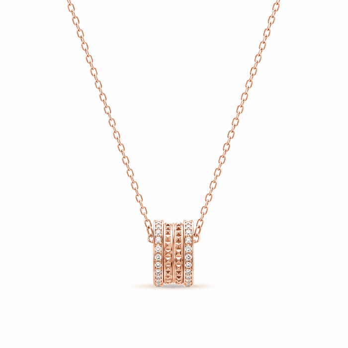 RUAAB triple ring pendant in rose gold finish 925 sterling silver with pavé CZ