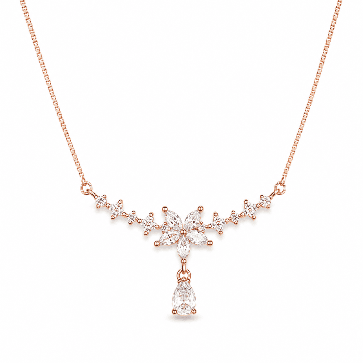RUAAB marquise crown drop pendant in rose gold finish 925 sterling silver with CZ