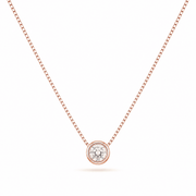RUAAB solitaire bezel pendant in rose gold finish 925 sterling silver with round CZ