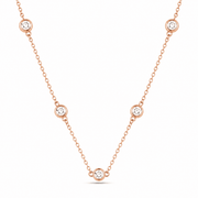 RUAAB station necklace in rose gold finish 925 sterling silver with CZ