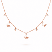 RUAAB butterfly charm necklace in rose gold finish 925 sterling silver with CZ