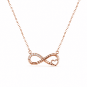 RUAAB infinity heart pendant in rose gold finish 925 sterling silver with pavé CZ