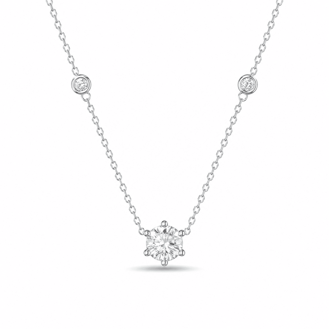 RUAAB solitaire station necklace in 925 sterling silver with CZ