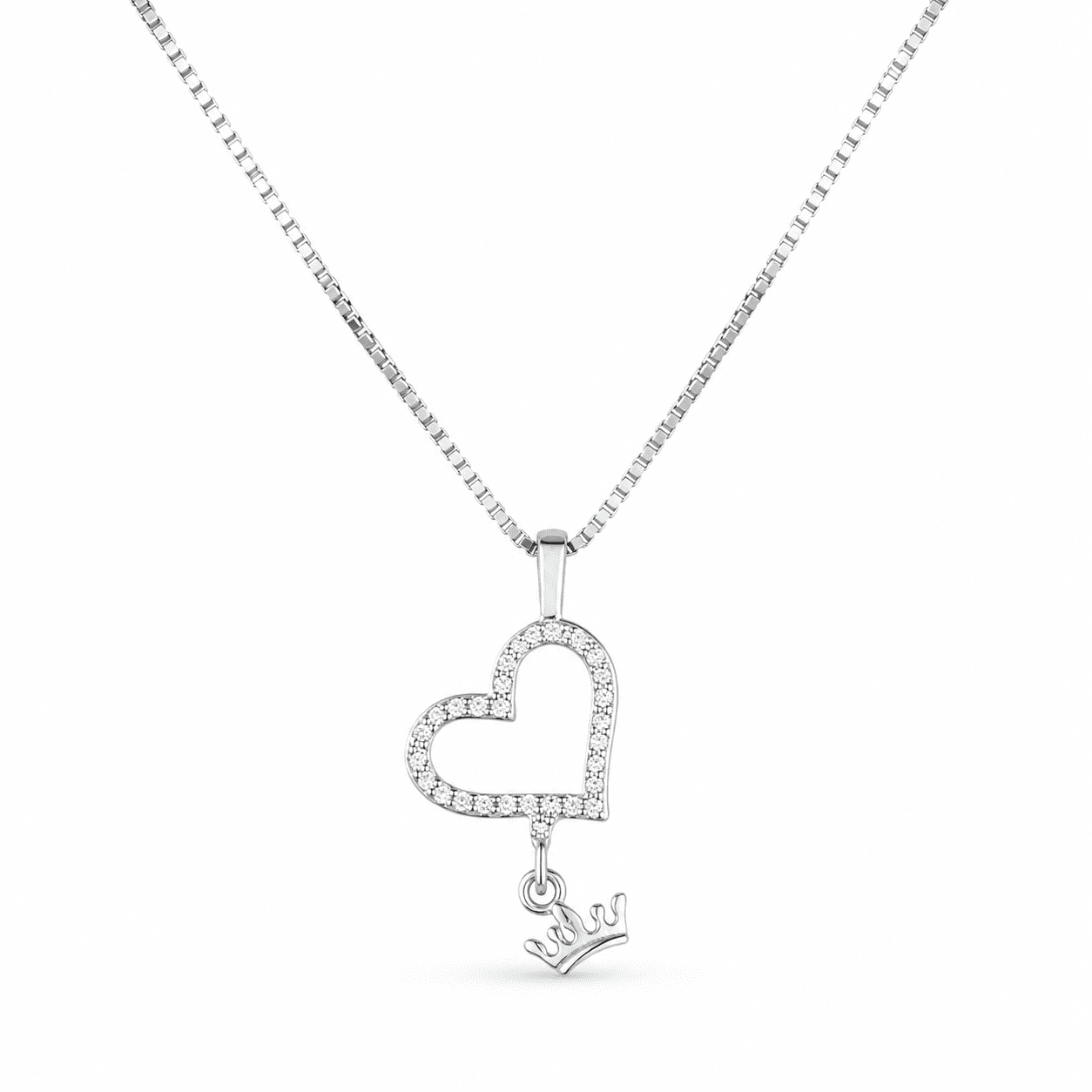 RUAAB crown heart pendant in 925 sterling silver with pavé CZ