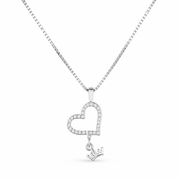 RUAAB crown heart pendant in 925 sterling silver with pavé CZ