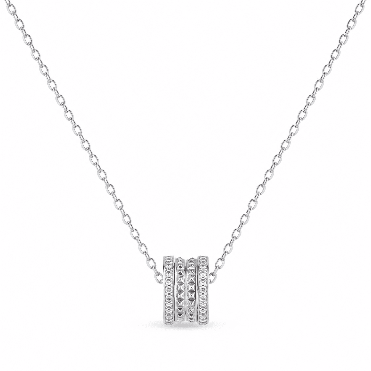 RUAAB triple ring pendant in 925 sterling silver with pavé CZ