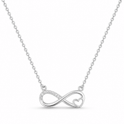 RUAAB infinity heart pendant in 925 sterling silver with pavé CZ