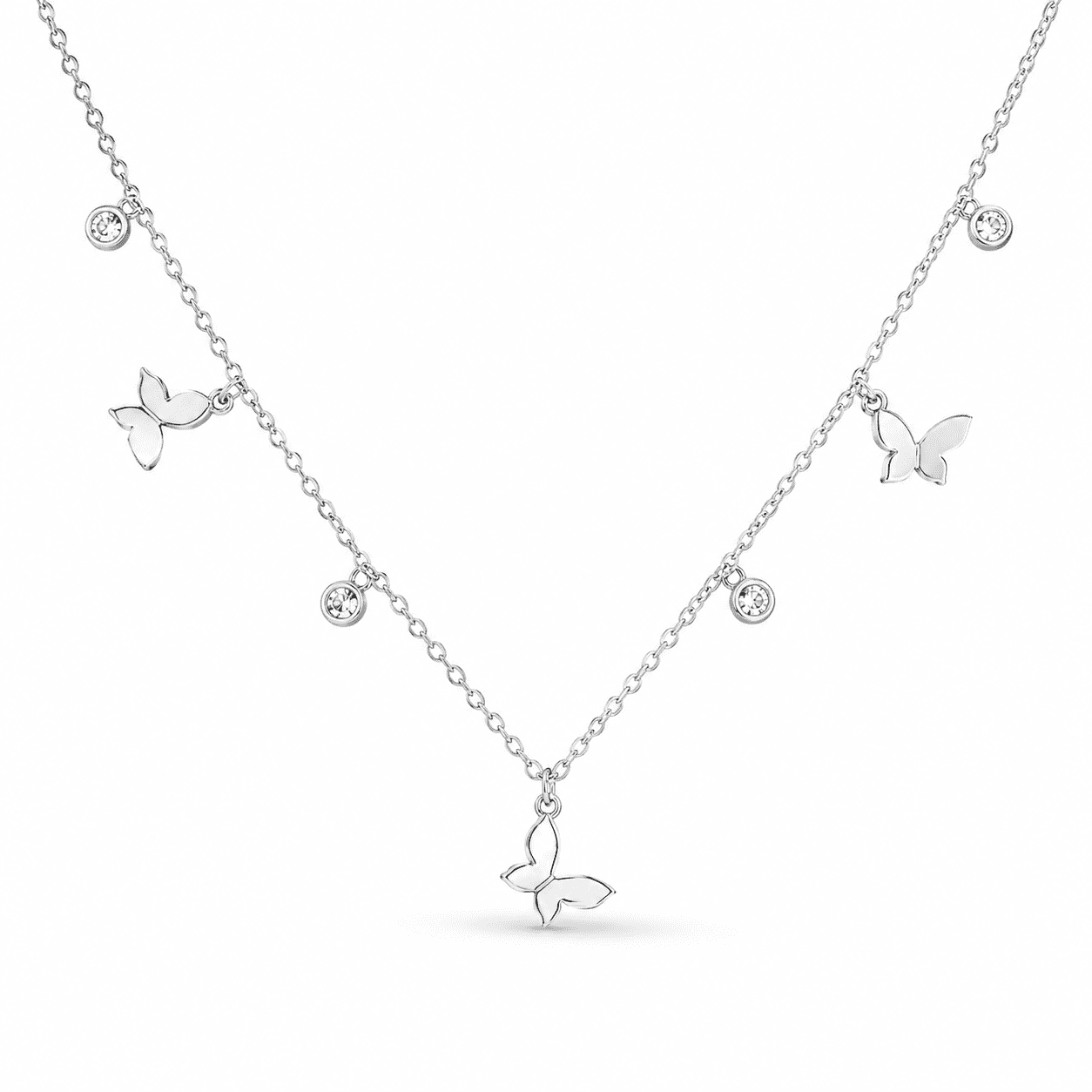RUAAB butterfly charm necklace in 925 sterling silver with CZ