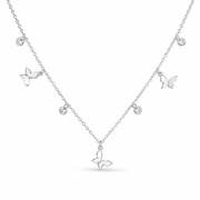 RUAAB butterfly charm necklace in 925 sterling silver with CZ