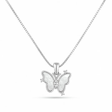 Mother-of-Pearl Butterfly Pendant – 925 Silver