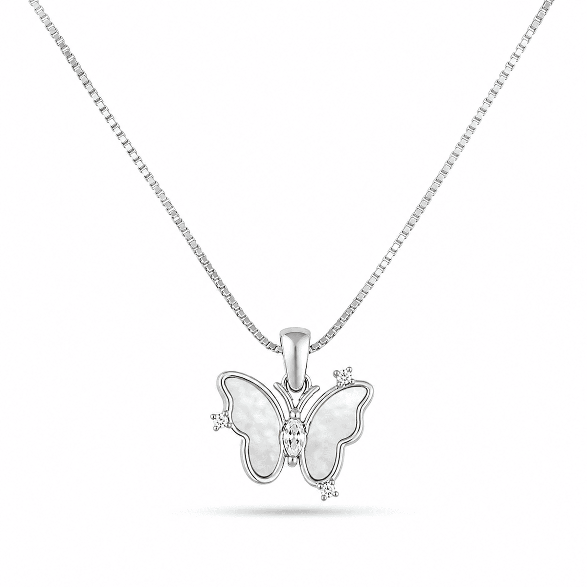 Mother-of-Pearl Butterfly Pendant – 925 Silver