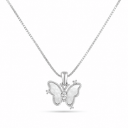 RUAAB mother-of-pearl butterfly pendant in 925 sterling silver with CZ