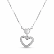 RUAAB twin heart pendant in 925 sterling silver with CZ