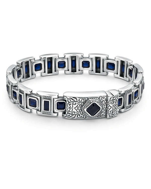 Royal Sapphire link bracelet in 925 silver