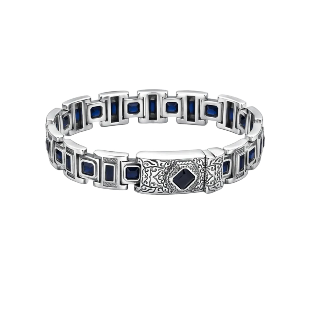 Royal Sapphire link bracelet in 925 silver