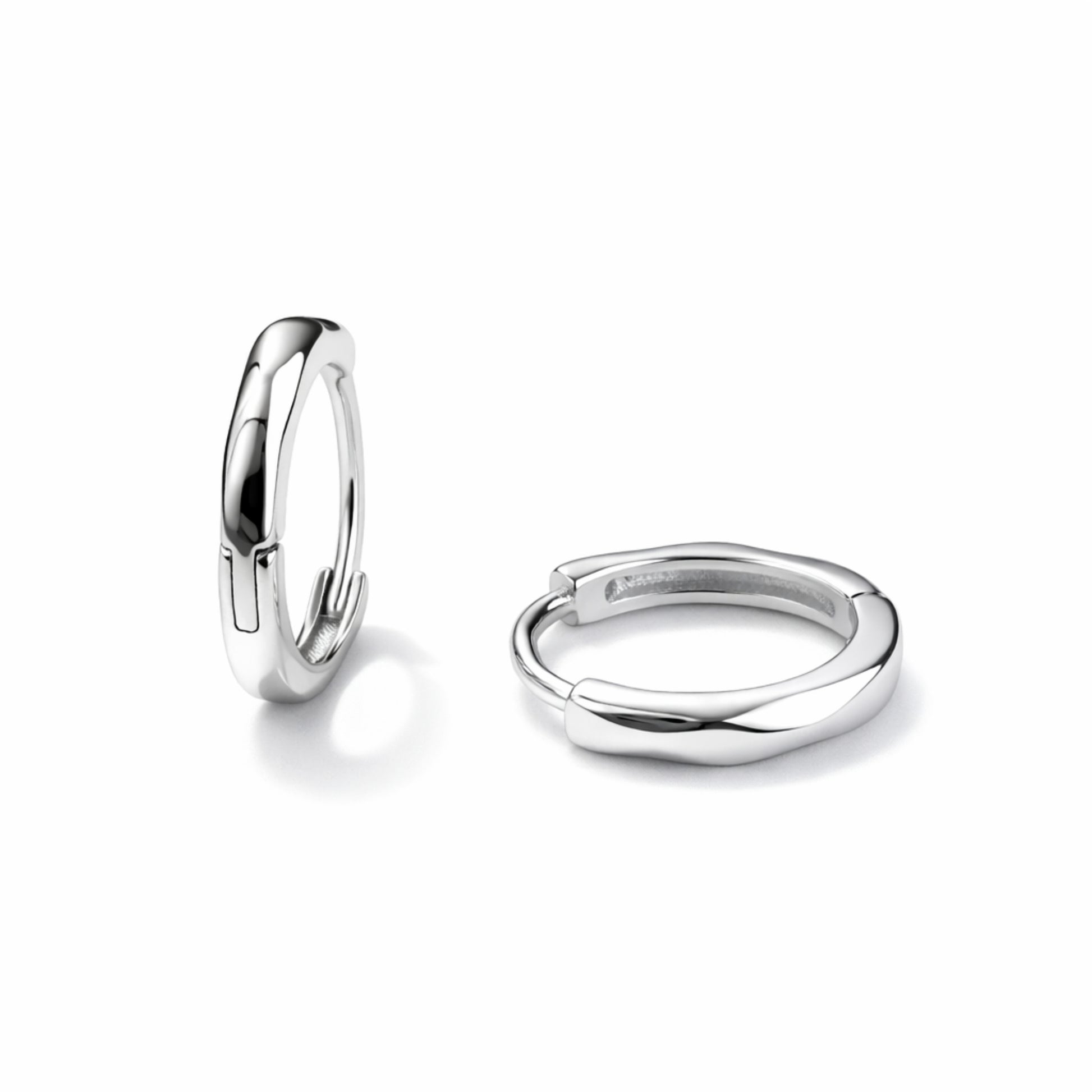 RUAAB Petite Plain small 925 sterling silver huggie hoop earrings (bali), unisex