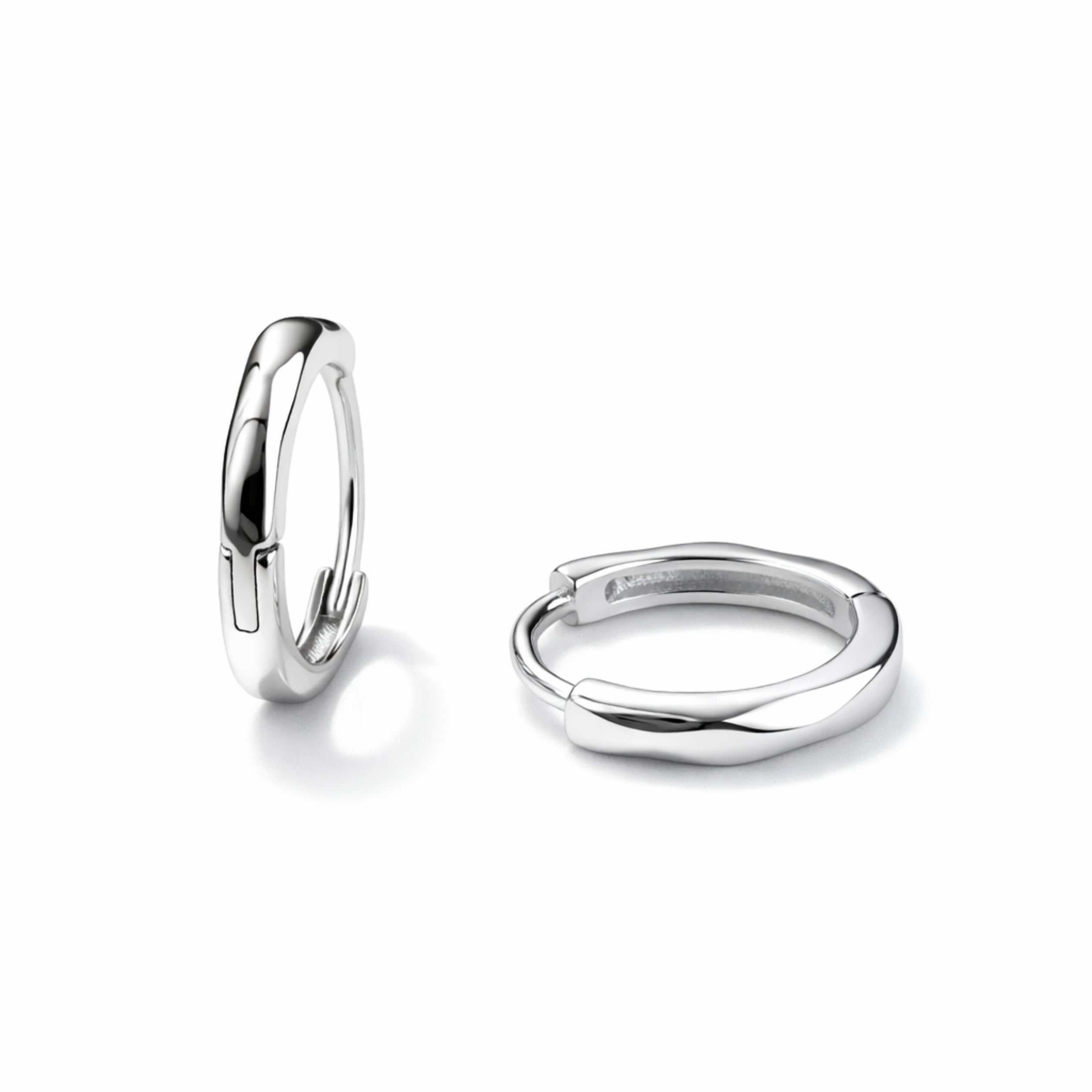 RUAAB Petite Plain small 925 sterling silver huggie hoop earrings (bali), unisex