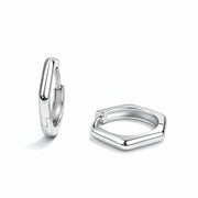 RUAAB Hexagon geometric 925 sterling silver huggie hoop earrings (bali), unisex