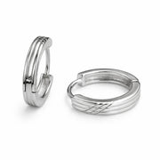 RUAAB Twin Line 925 sterling silver huggie hoop earrings (bali), unisex