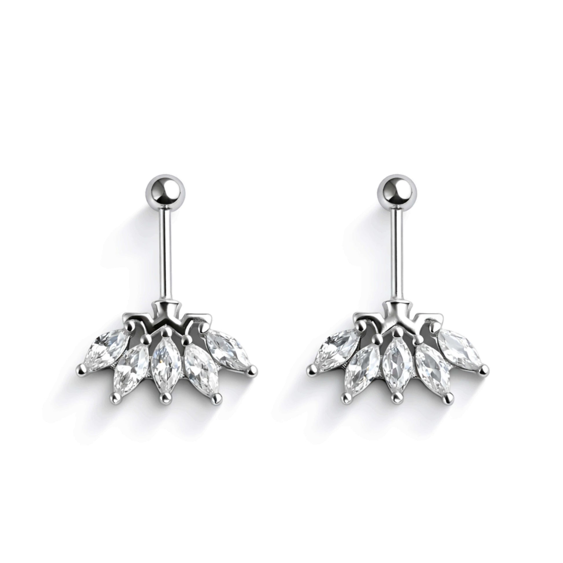 Marquise Crown Helix Piercing in 925 sterling silver with CZ stones