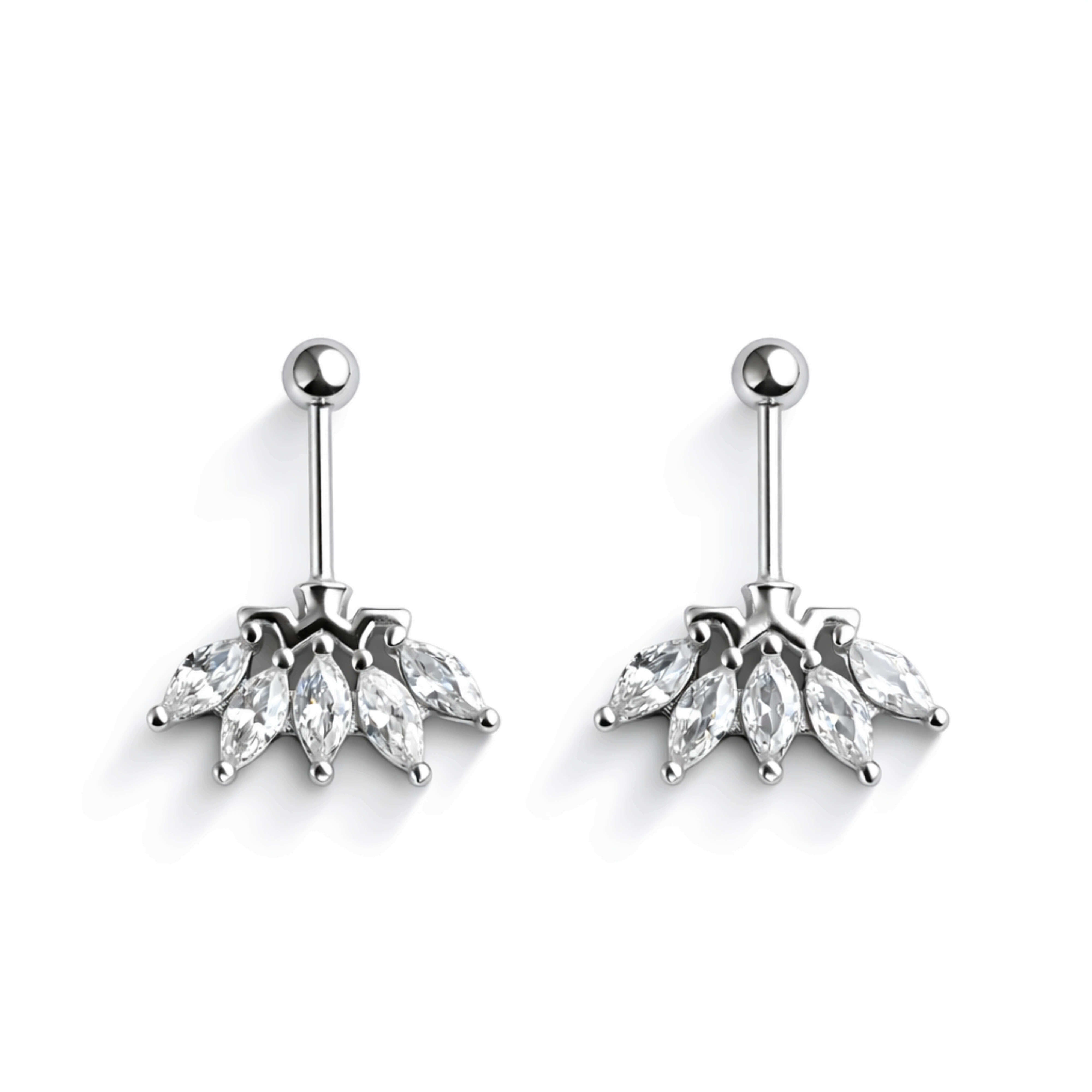 Marquise Crown Helix Piercing in 925 sterling silver with CZ stones