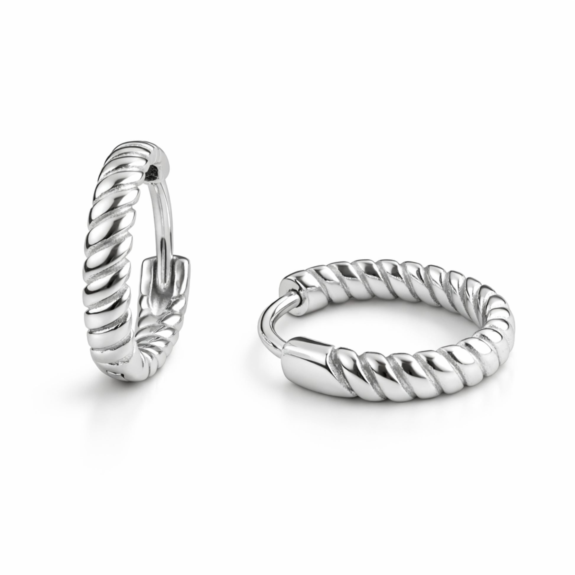 RUAAB Rope Twist 925 sterling silver huggie hoop earrings (bali), unisex