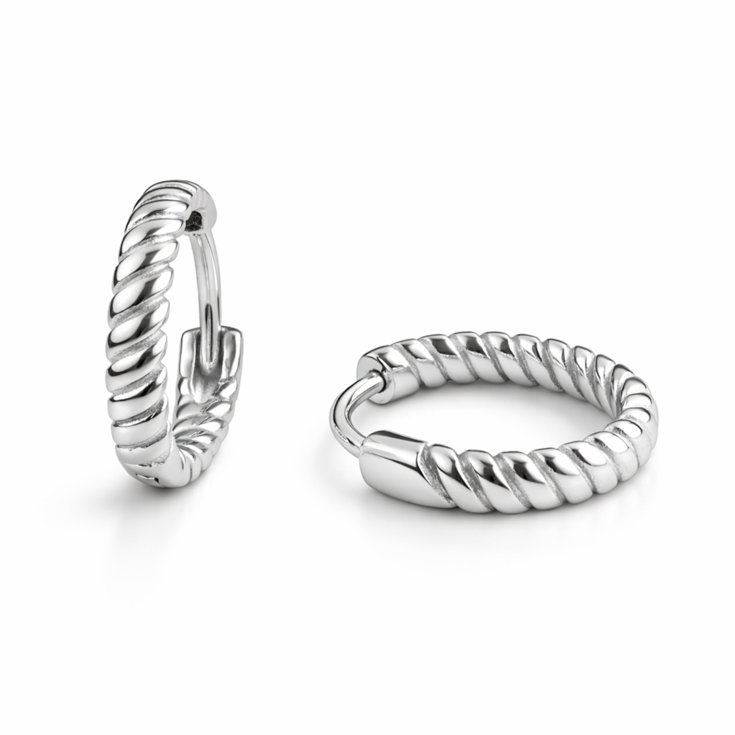 RUAAB Rope Twist 925 sterling silver huggie hoop earrings (bali), unisex