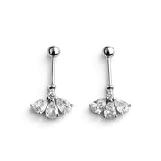 Pear Trio Helix Piercing in 925 sterling silver with CZ stones