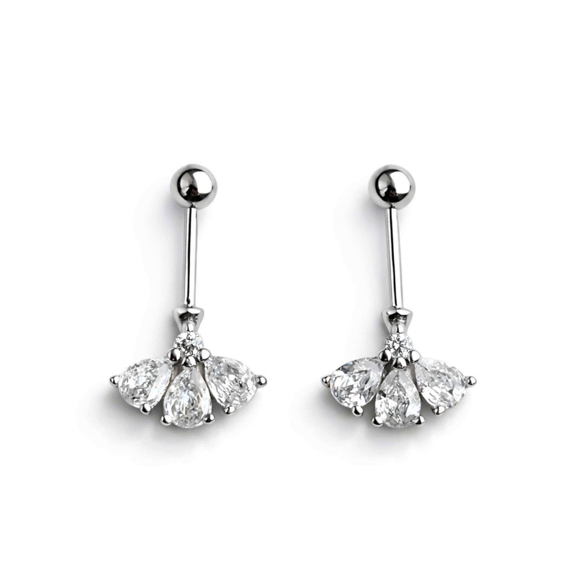 Pear Trio Helix Piercing in 925 sterling silver with CZ stones
