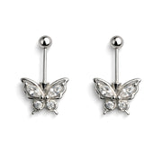 Butterfly Helix Piercing in 925 sterling silver with CZ stones
