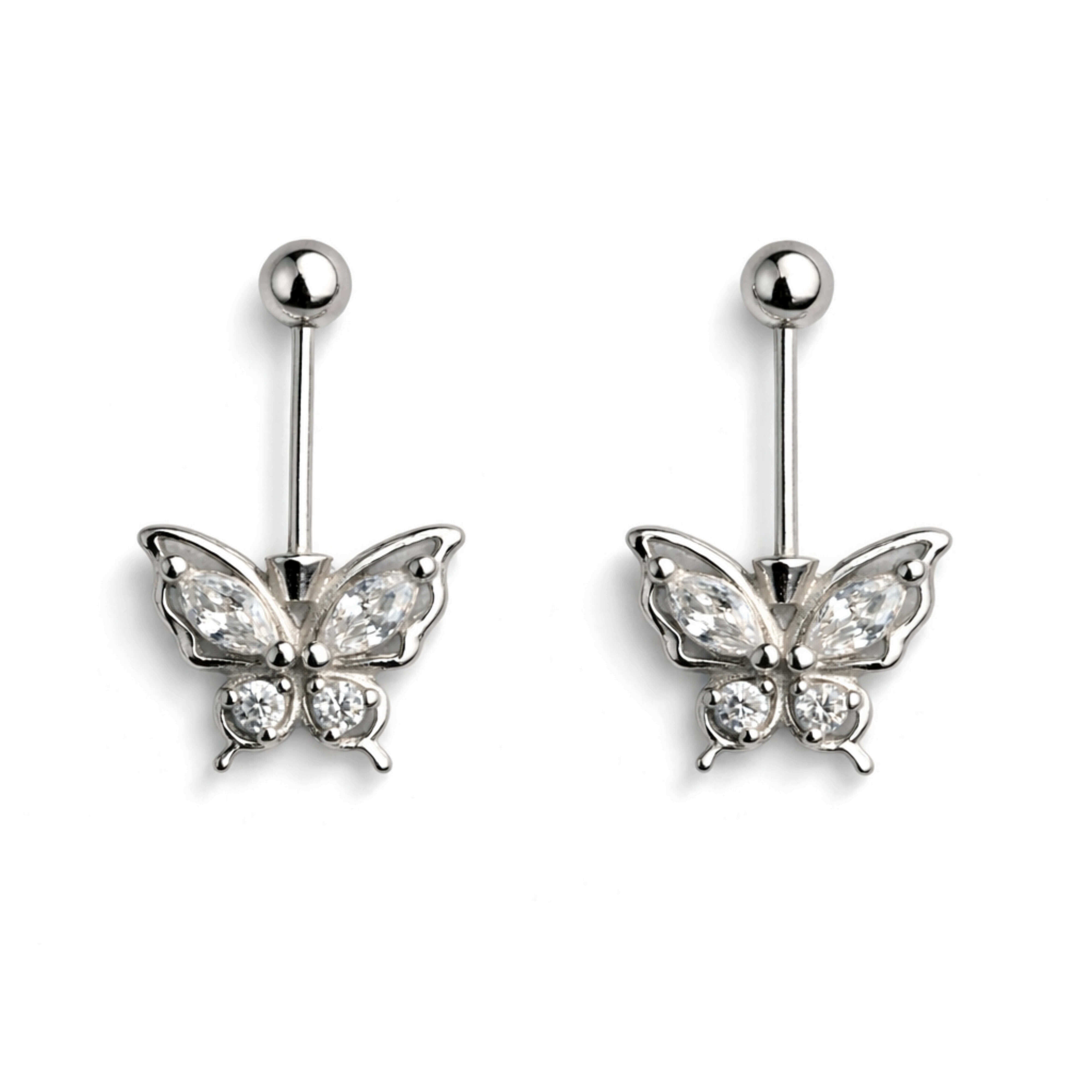 Butterfly Helix Piercing in 925 sterling silver with CZ stones
