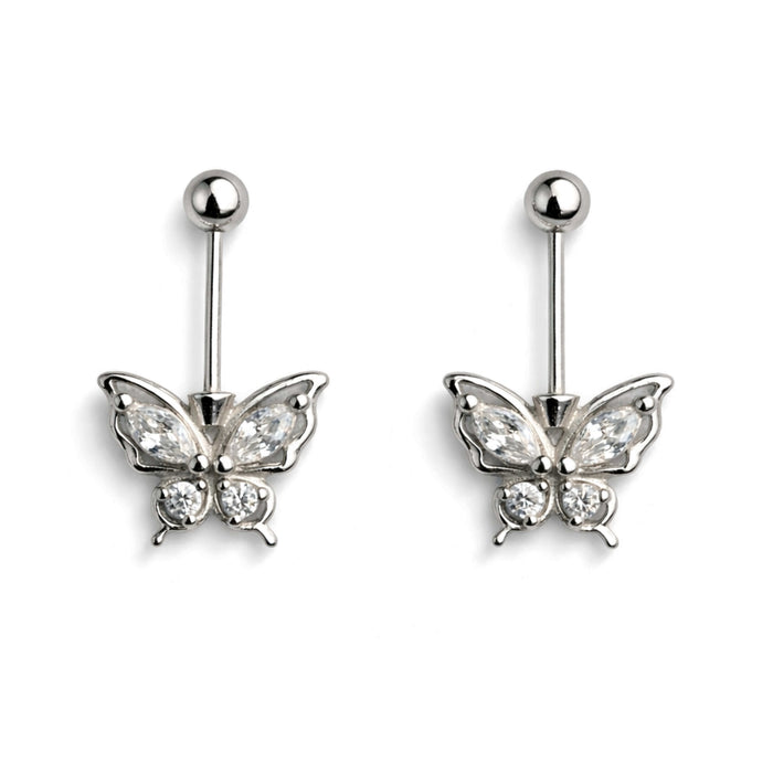 Butterfly Helix Piercing in 925 sterling silver with CZ stones